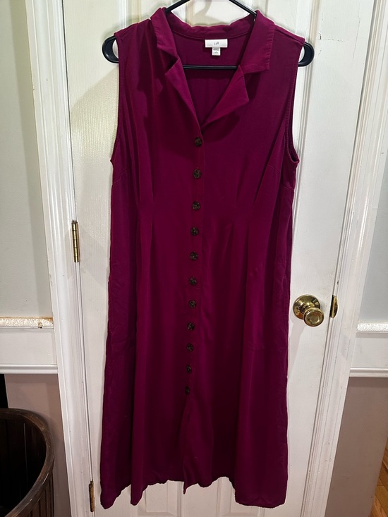 J. Jill Dresses & Skirts - J. Jill Purple Sleeveless Button Up Midi Dress Collared Petite Large